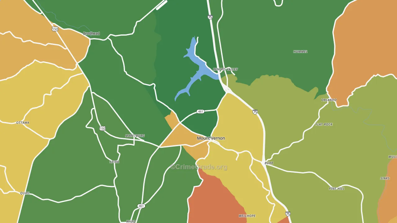 Mount Vernon, KY Map of Arson Rates
