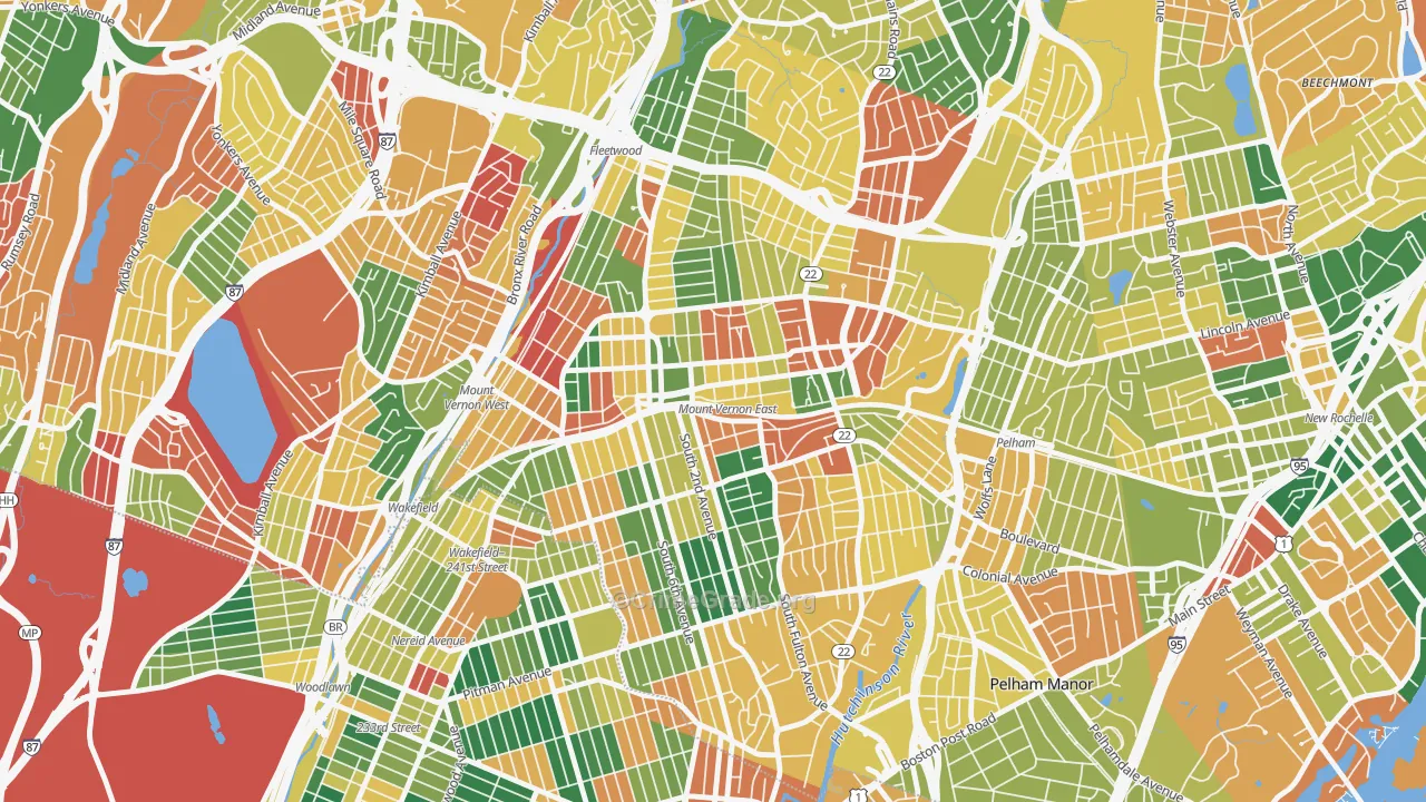 Mount Vernon, NY Map of Arson Rates