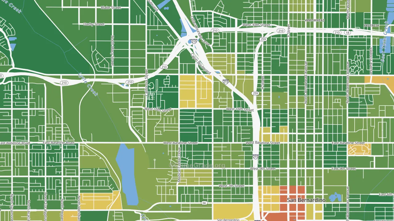 Mount Vernon, San Bernardino, CA Map of Arson Rates