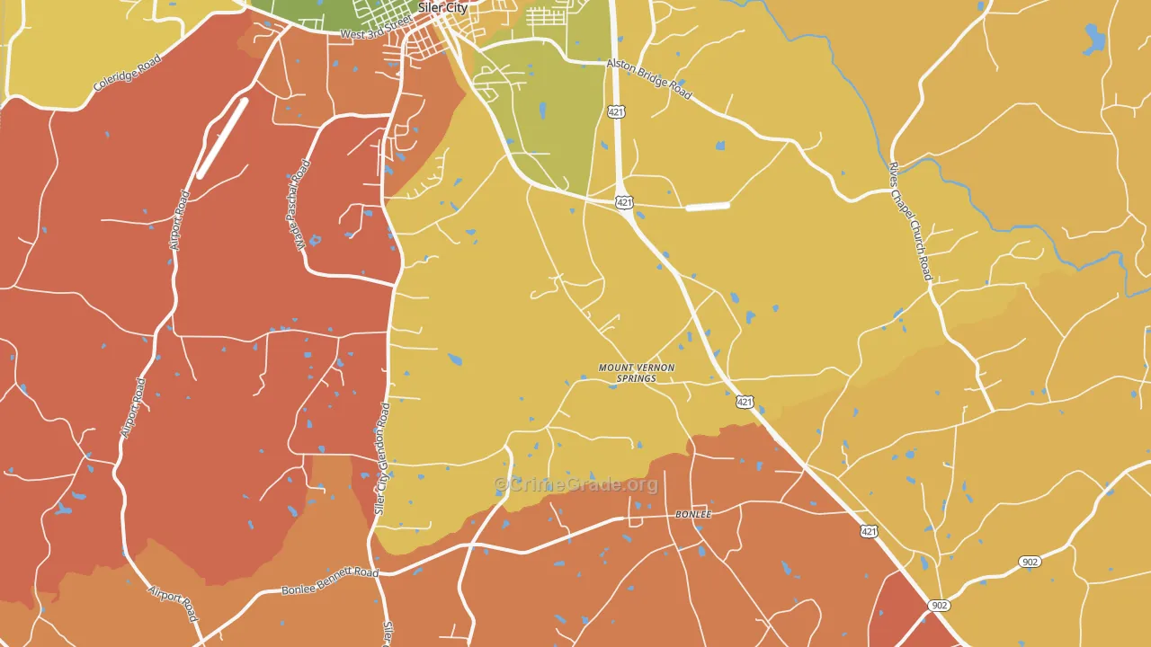 Mount Vernon Springs, NC Map of Arson Rates