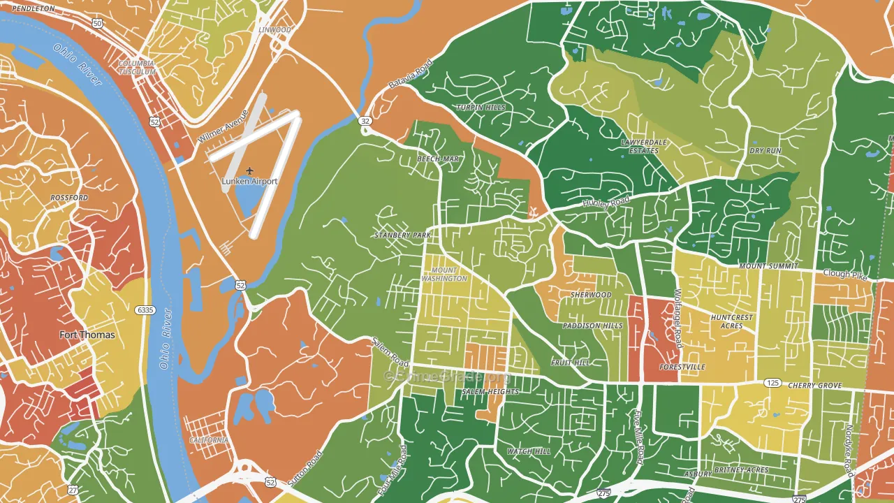 Mount Washington, Cincinnati, OH Map of Arson Rates
