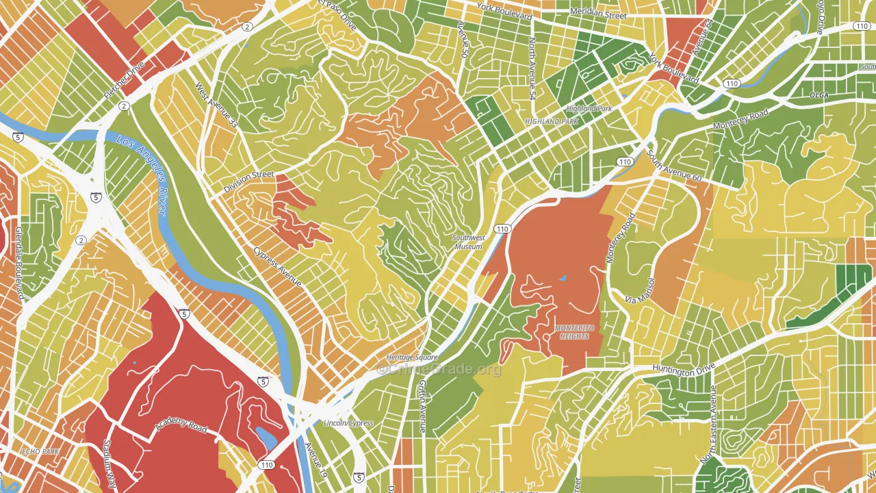 Mount Washington, Los Angeles, CA Map of Arson Rates