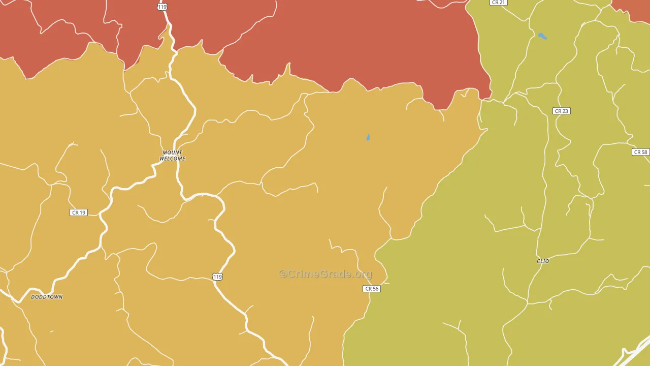 Mount Welcome, WV Map of Arson Rates