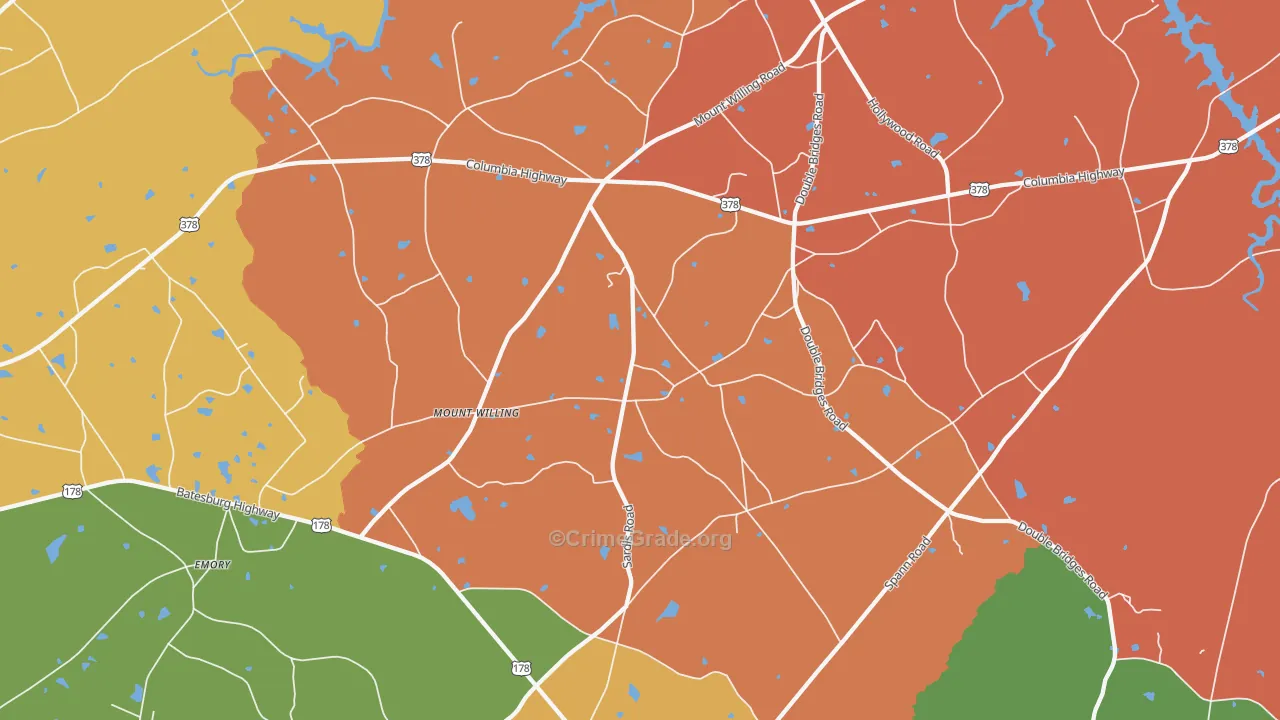 Mount Willing, SC Map of Arson Rates