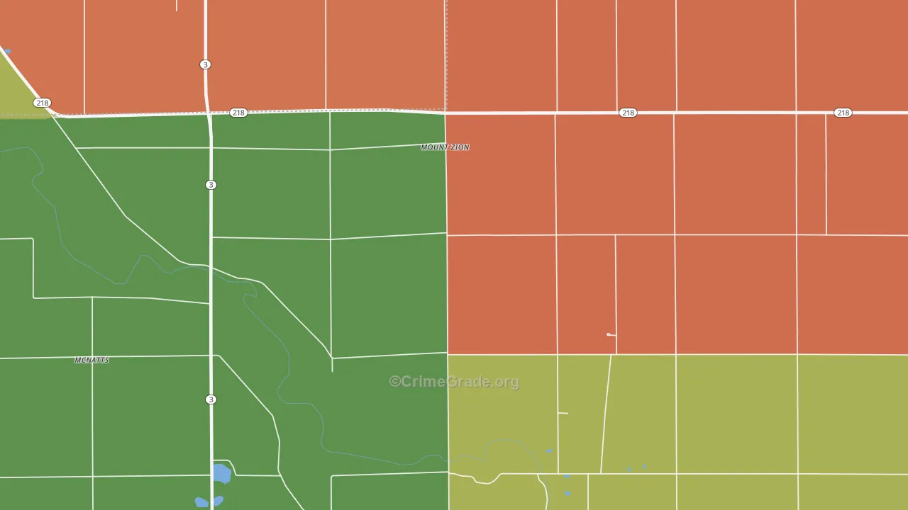 Mount Zion, IN Map of Arson Rates