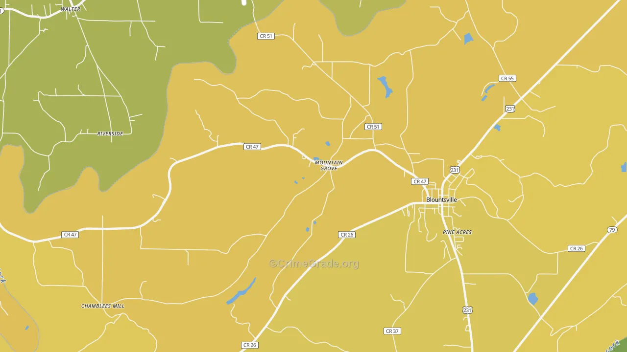 Mountain Grove, AL Map of Arson Rates
