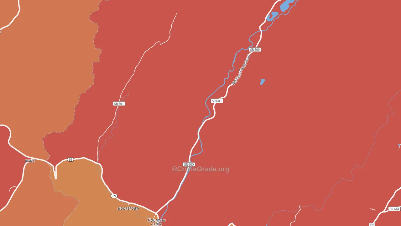 Mountain Grove, VA Map of Arson Rates