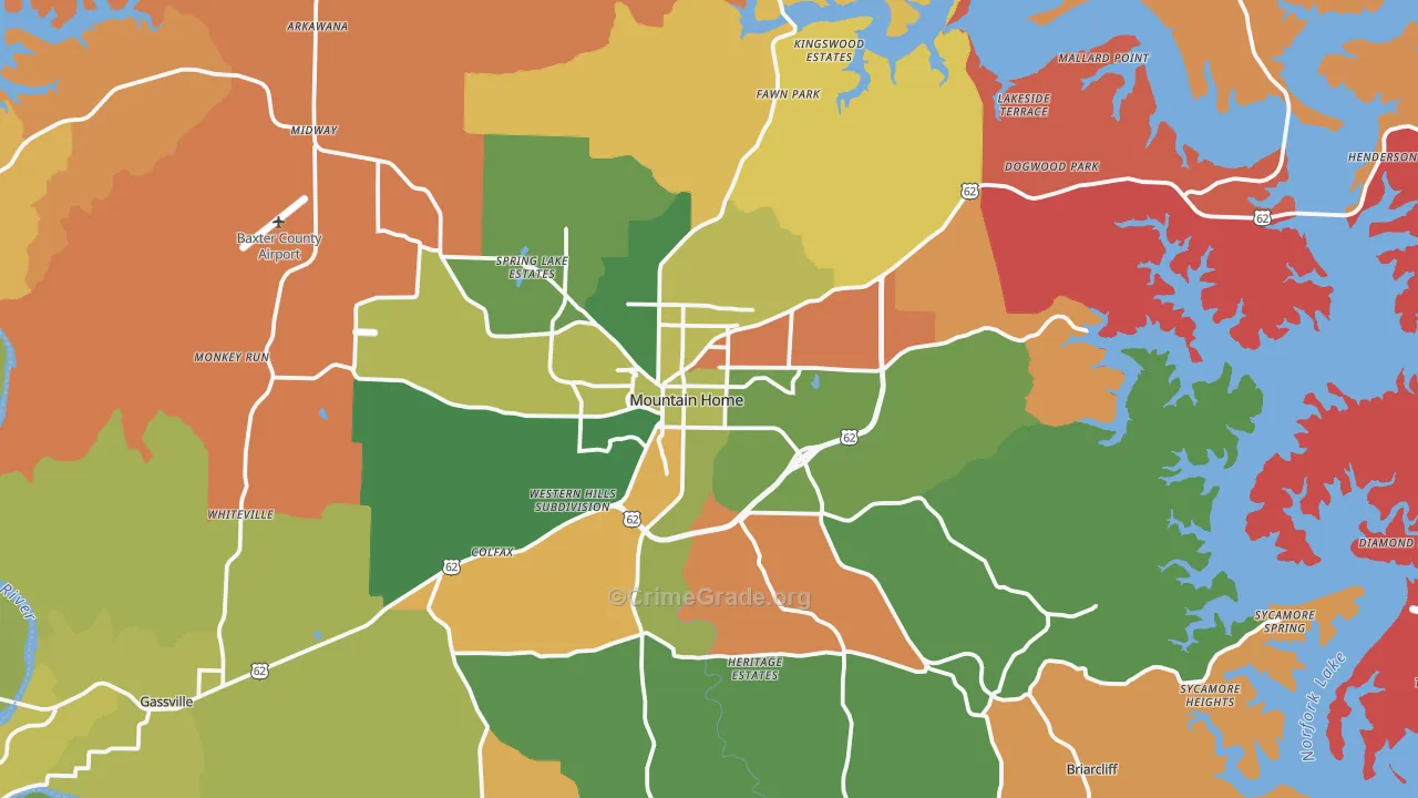 Mountain Home, AR Map of Arson Rates