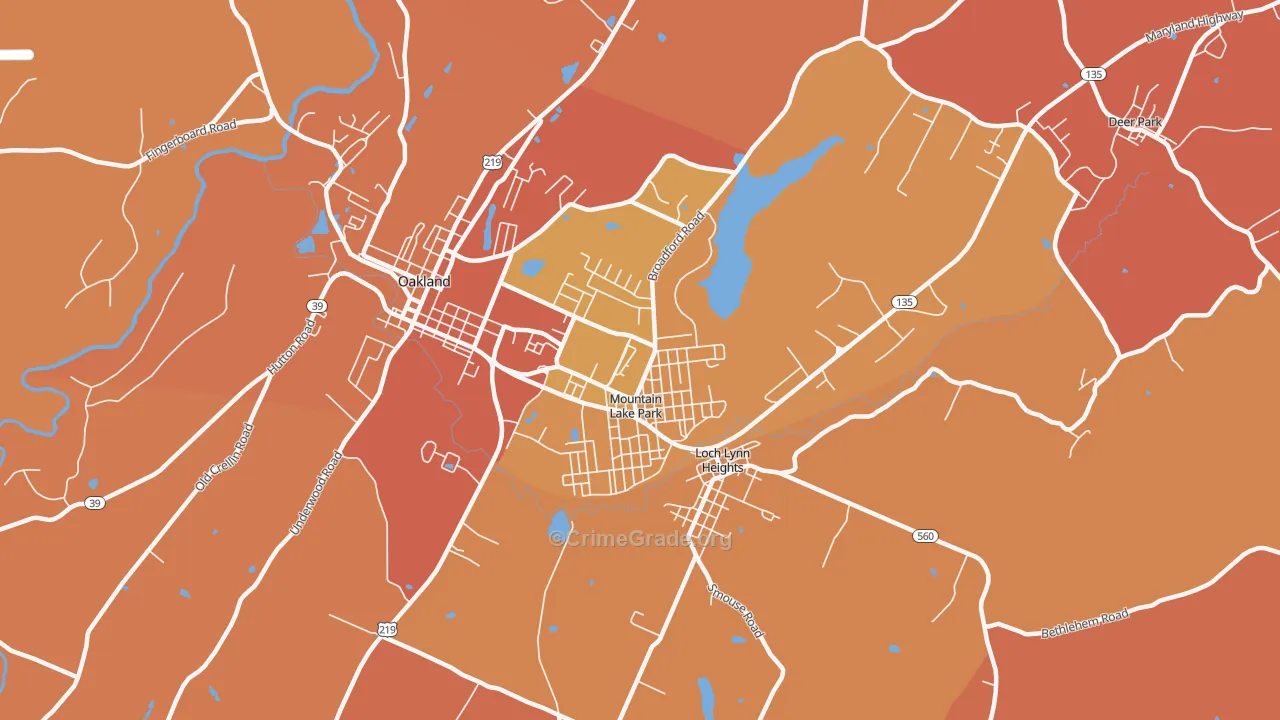 Mountain Lake Park, MD Map of Arson Rates