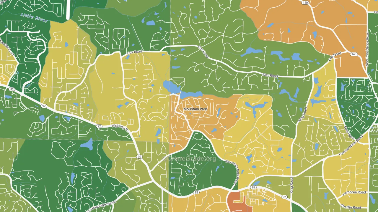 Mountain Park, GA Map of Arson Rates