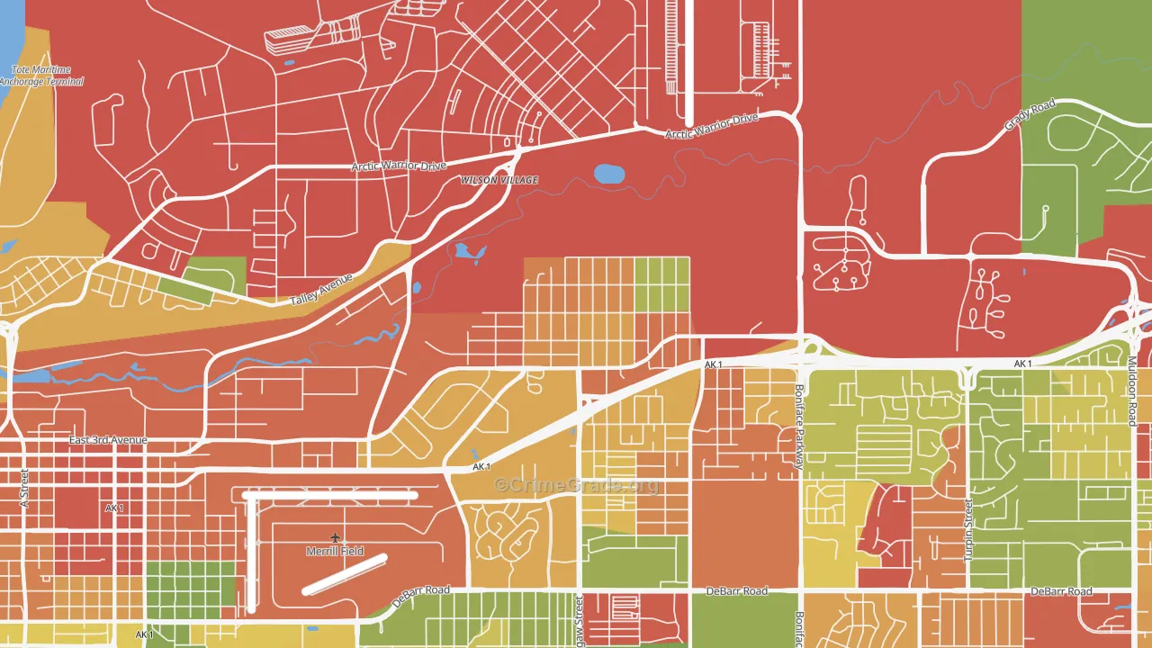 Mountain View, Anchorage, AK Map of Arson Rates
