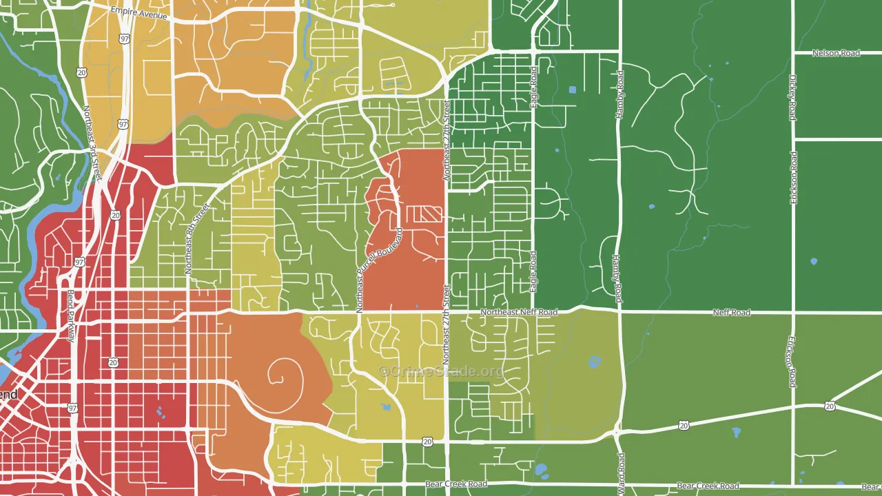 Mountain View, Bend, OR Map of Arson Rates
