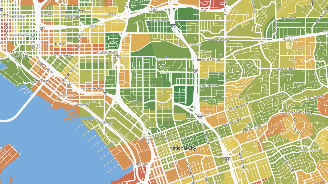 Mountain View San Diego, San Diego, CA Map of Arson Rates