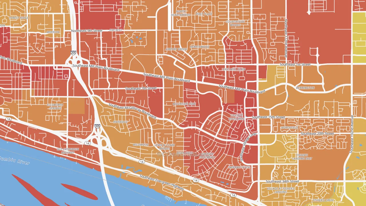 Mountain View, Vancouver, WA Map of Arson Rates