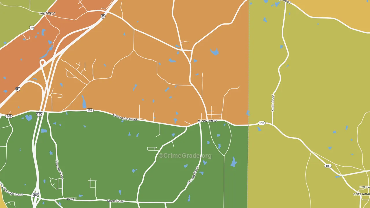 Mountville, GA Map of Arson Rates