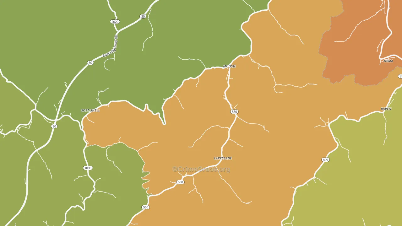 Mousie, KY Map of Arson Rates