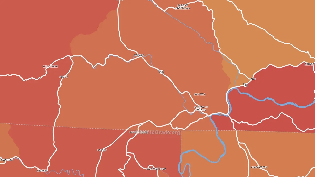 Mouth Of Wilson, VA Map of Arson Rates