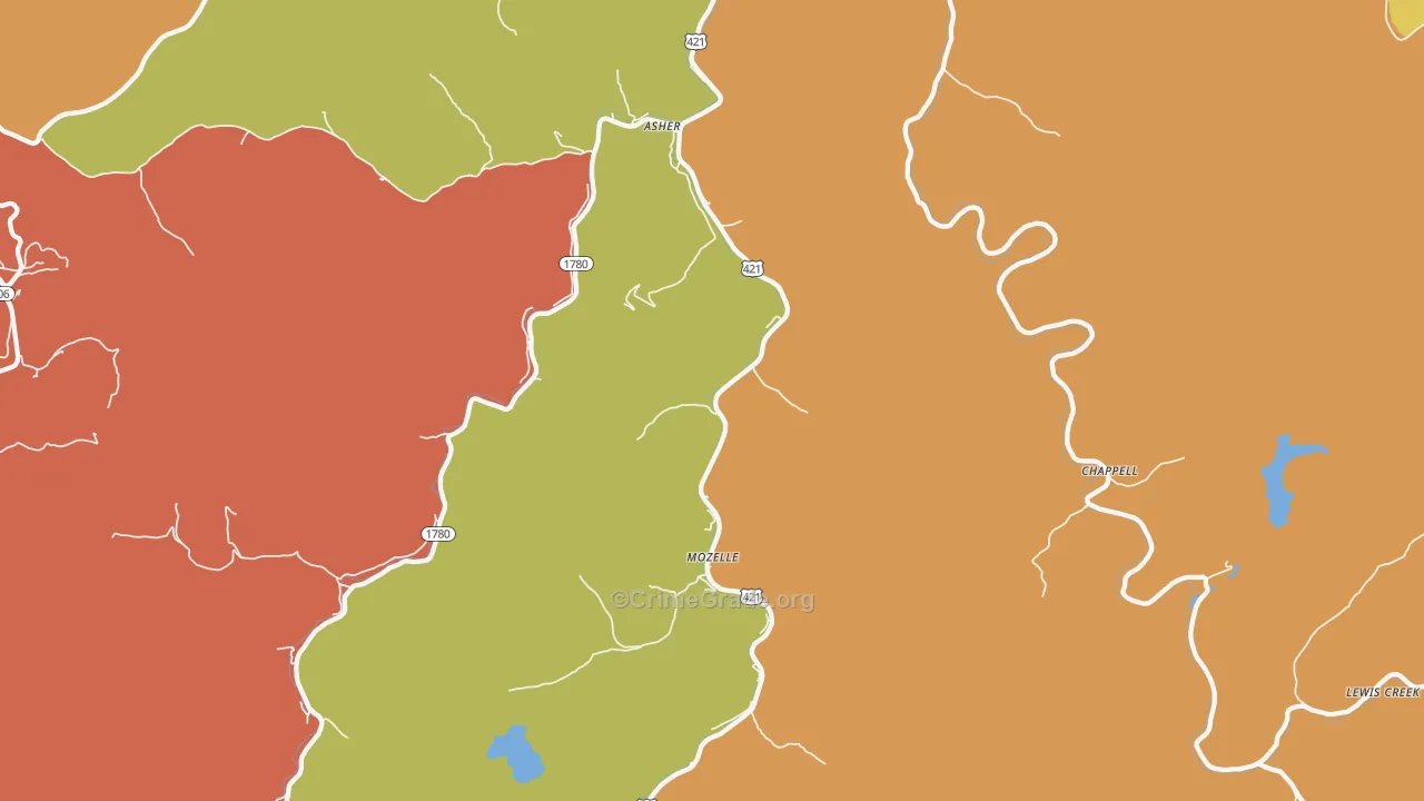Mozelle, KY Map of Arson Rates