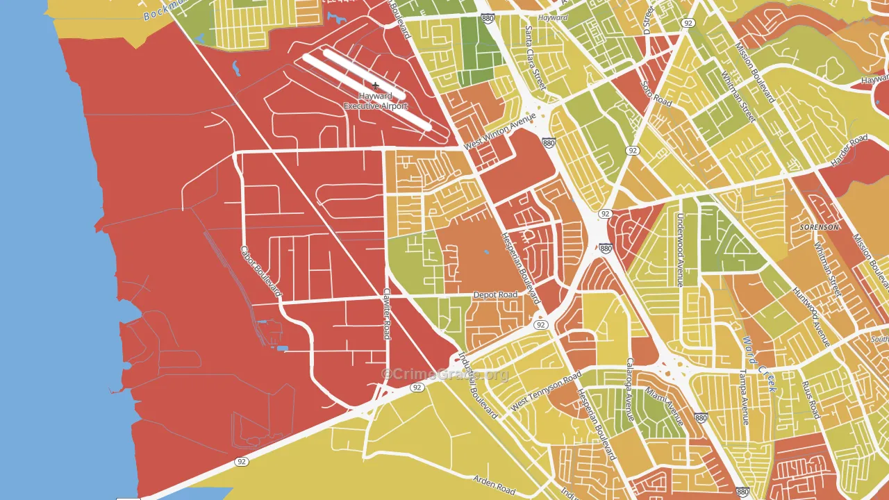 Mt Eden, Hayward, CA Map of Arson Rates