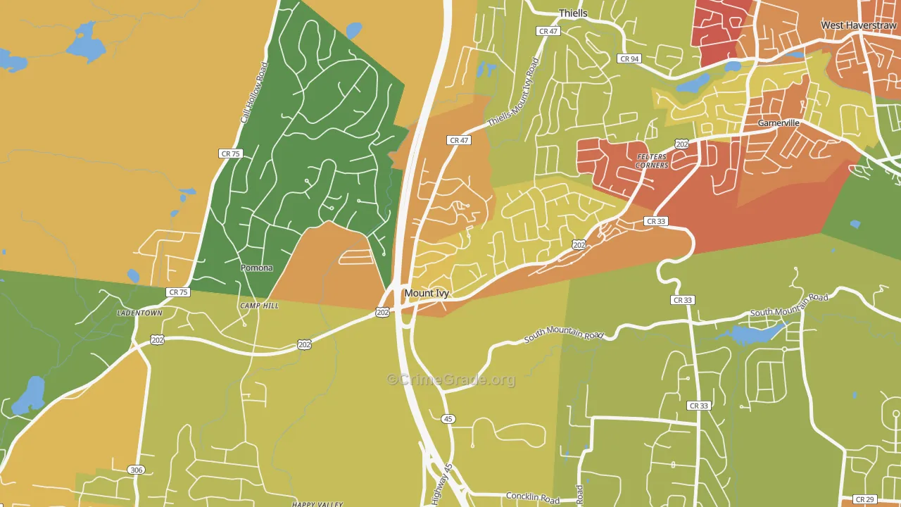 Mt Ivy, Pomona, NY Map of Arson Rates