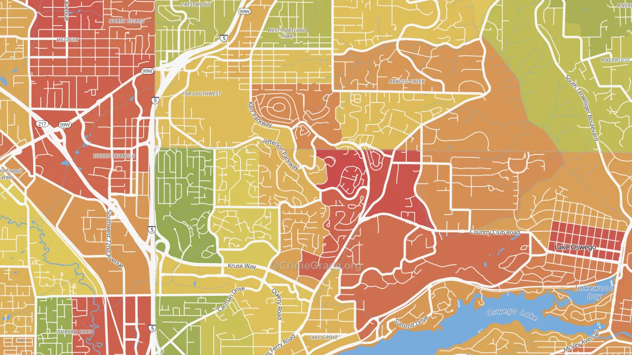 Mt. Park, Lake Oswego, OR Map of Arson Rates