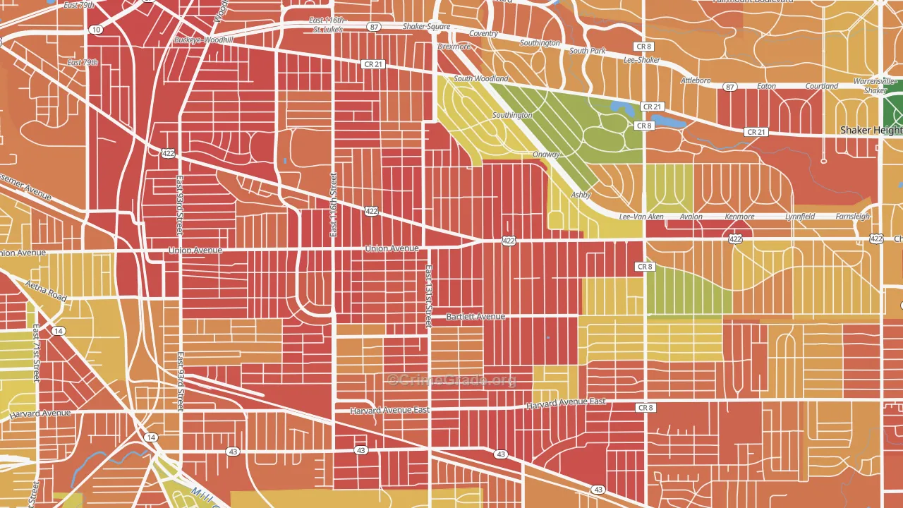 Mt Pleasant, Cleveland, OH Map of Arson Rates