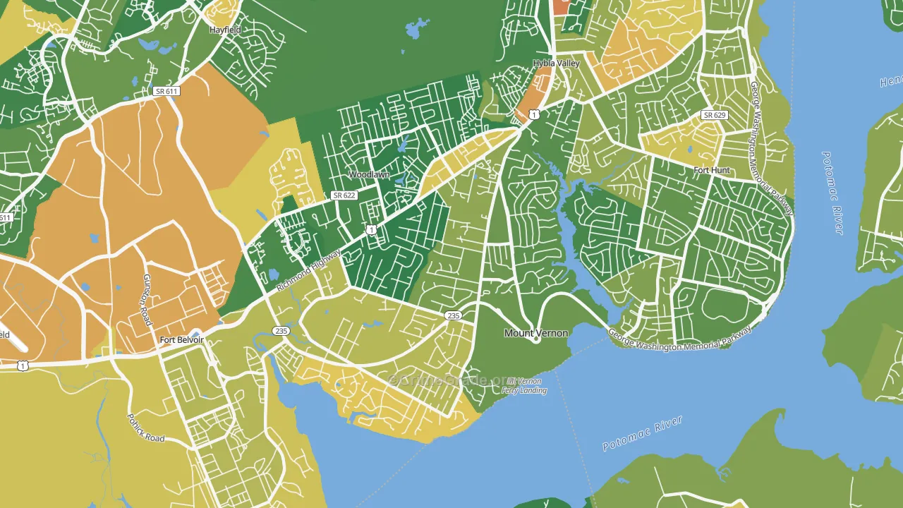 Mt Vernon, Mount Vernon, VA Map of Arson Rates