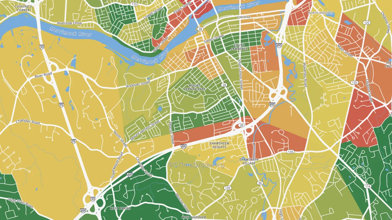 Mt Vernon Park, Lawrence, MA Map of Arson Rates