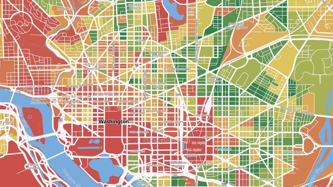 Mt Vernon Square, Washington, DC Map of Arson Rates
