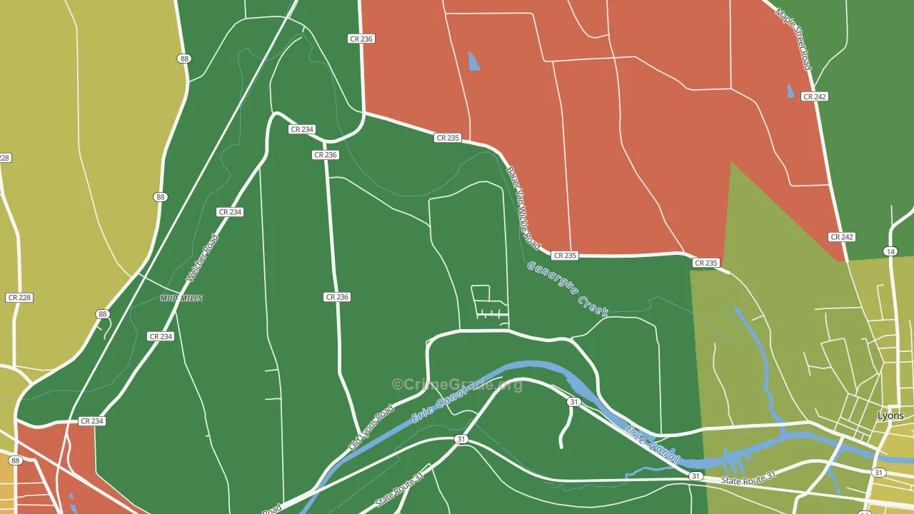 Mud Mills, NY Map of Arson Rates