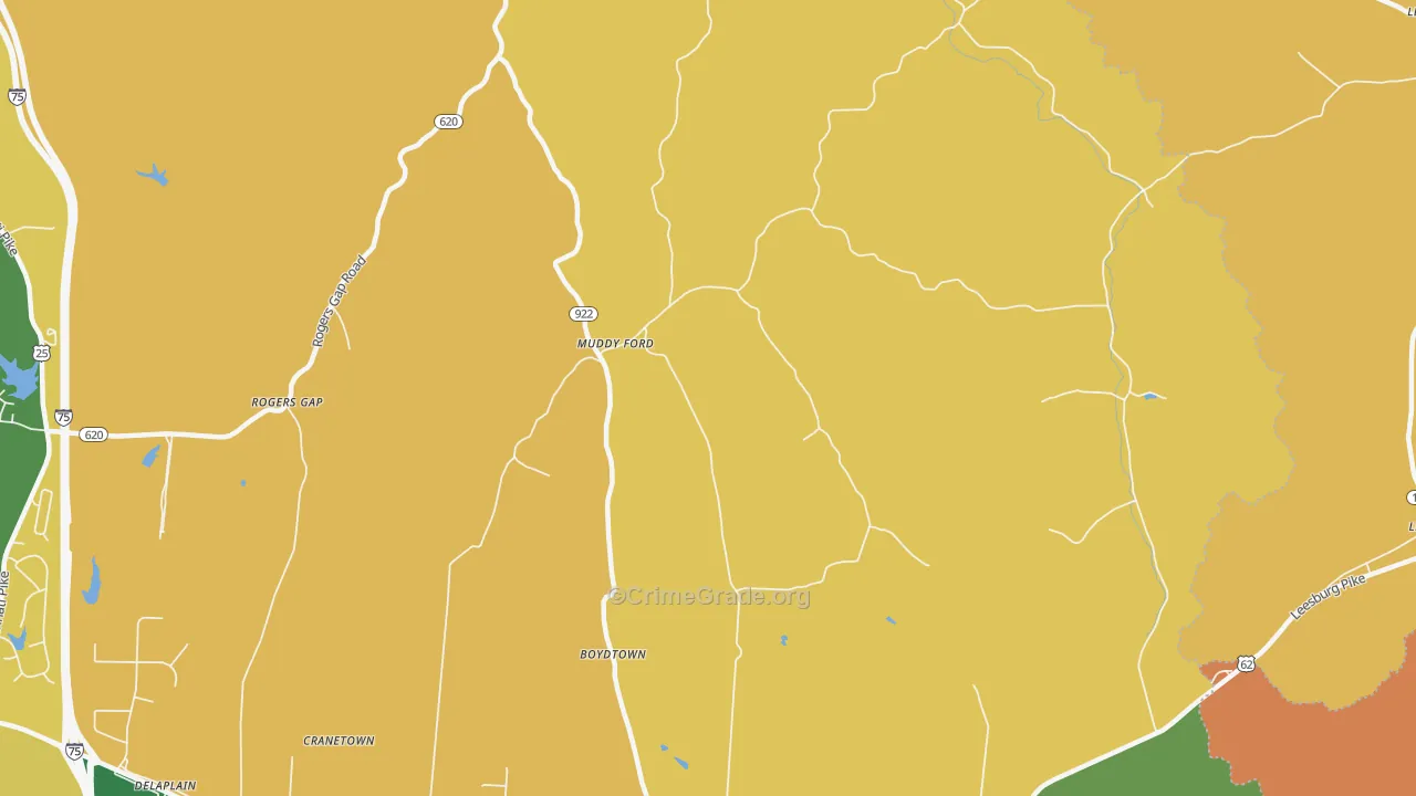 Muddy Ford, KY Map of Arson Rates