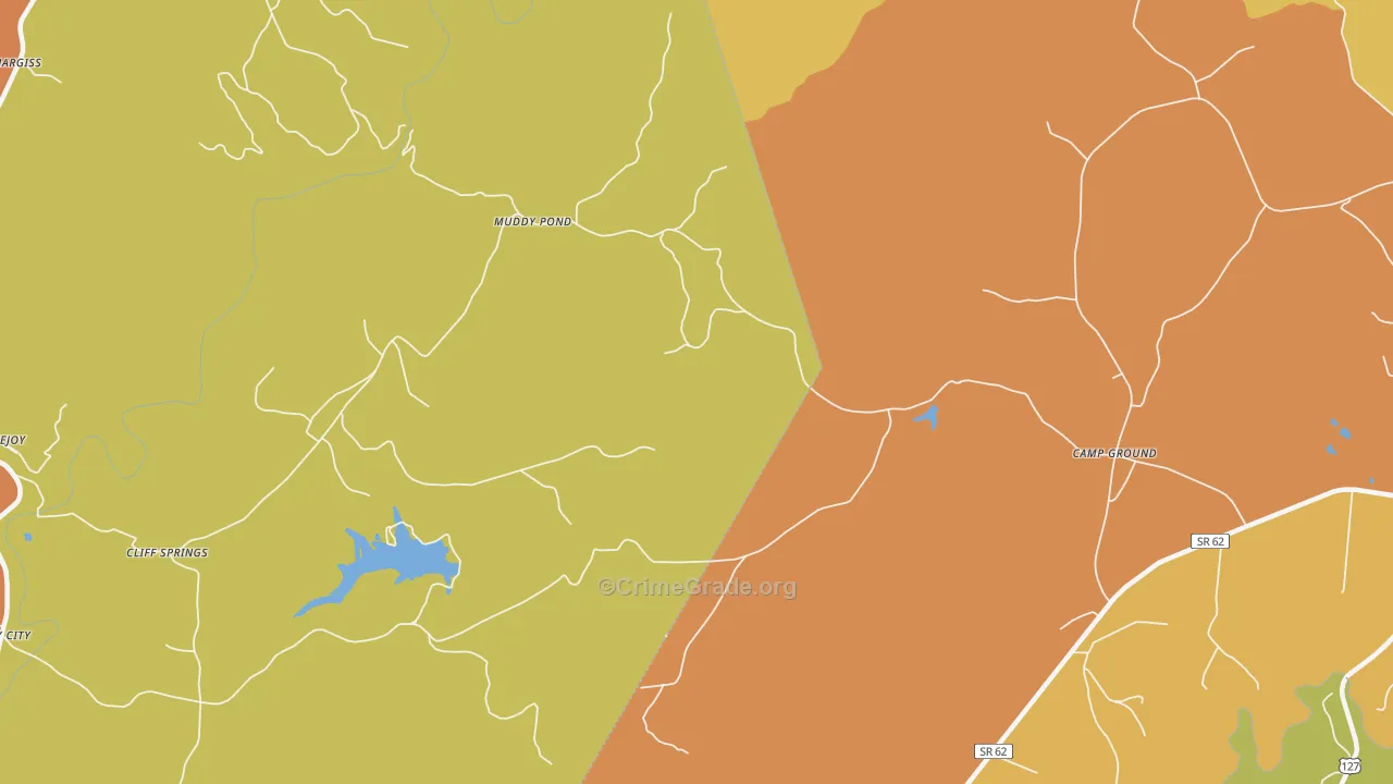 Muddy Pond, TN Map of Arson Rates