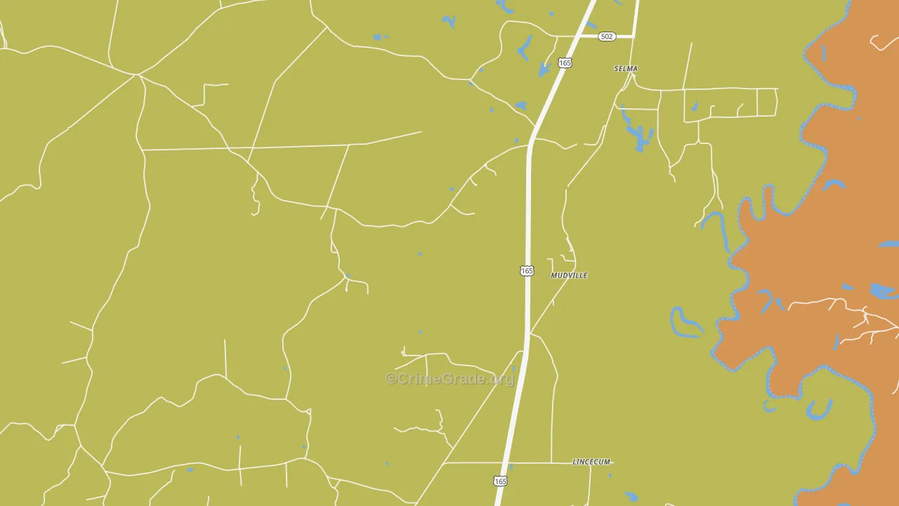 Mudville, LA Map of Arson Rates