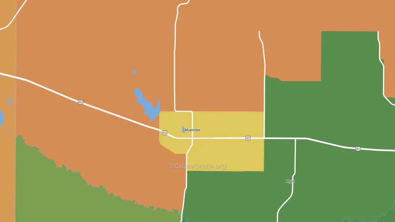 Muenster, TX Map of Arson Rates