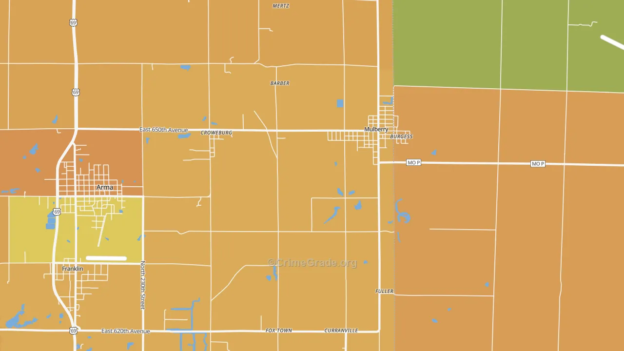 Mulberry, KS Map of Arson Rates