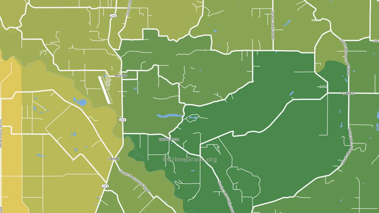 Mulino, OR Map of Arson Rates