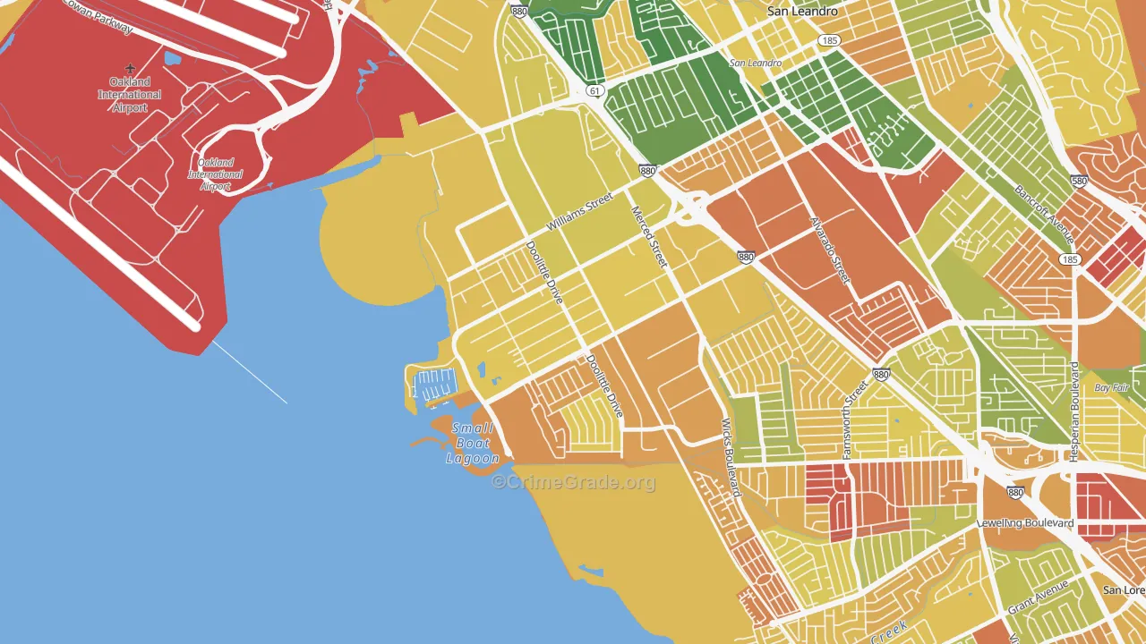 Mullford Gardens, San Leandro, CA Map of Arson Rates