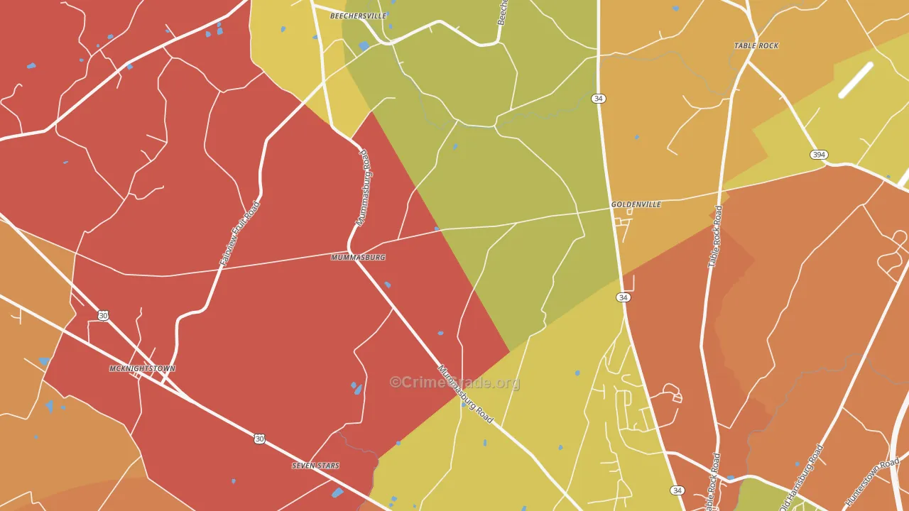 Mummasburg, PA Map of Arson Rates