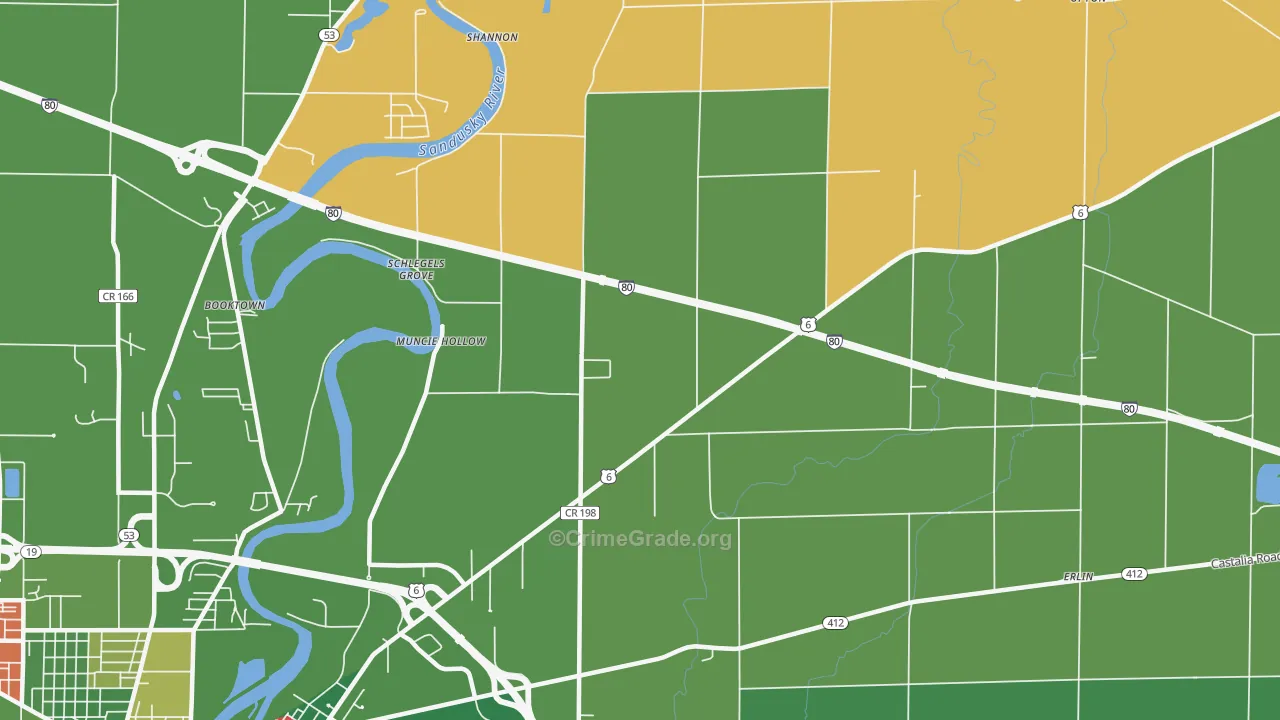 Muncie Hollow, OH Map of Arson Rates