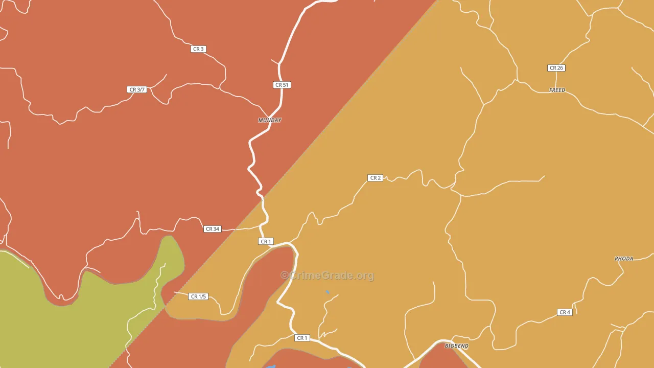 Munday, WV Map of Arson Rates