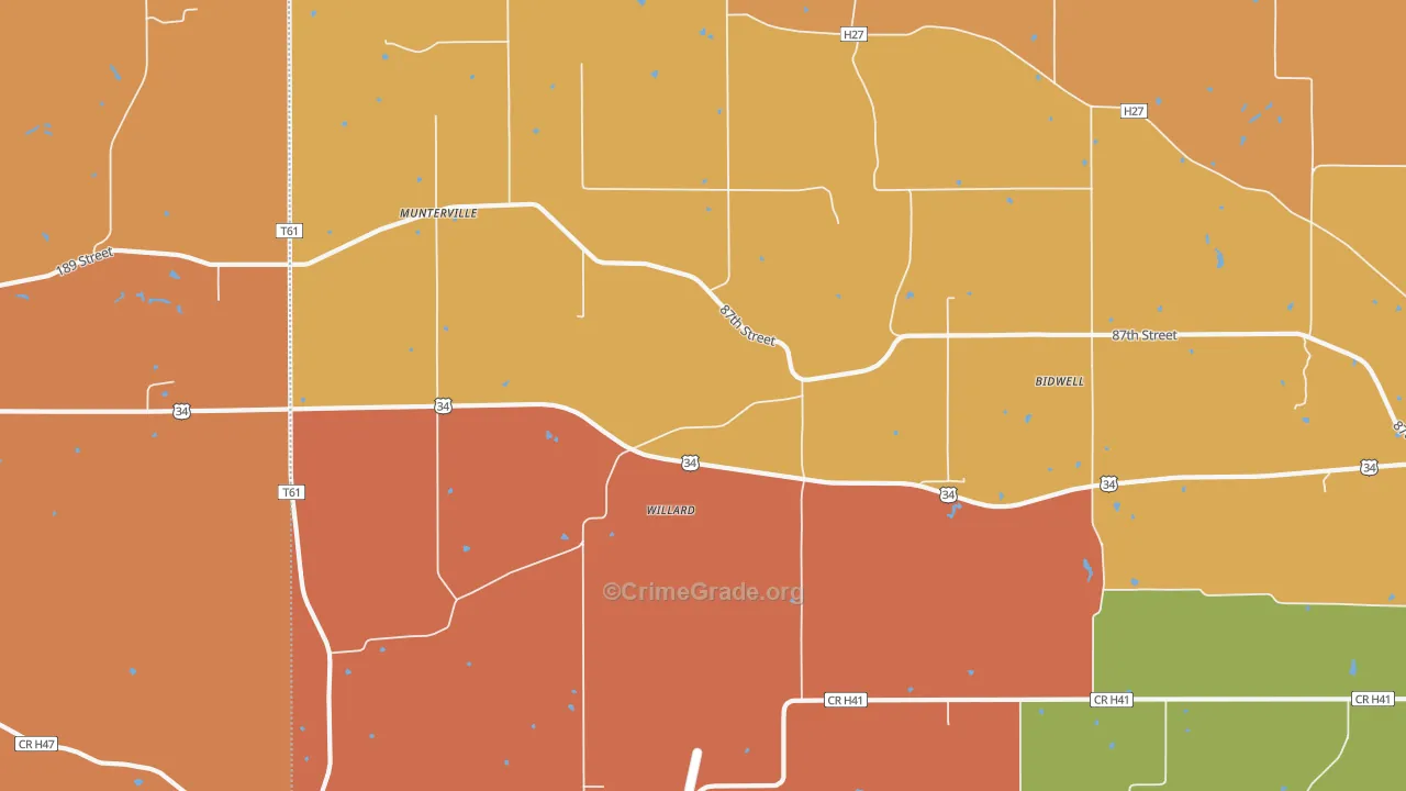 Munterville, IA Map of Arson Rates