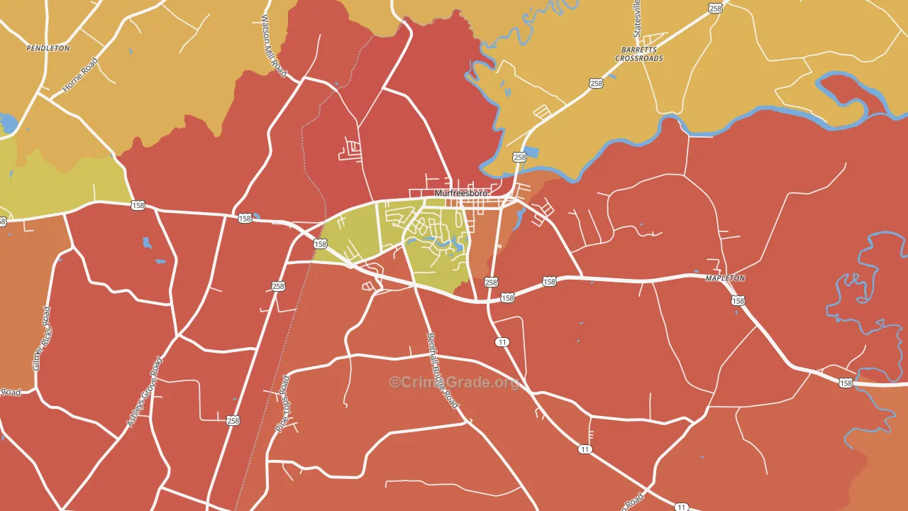Murfreesboro, NC Map of Arson Rates