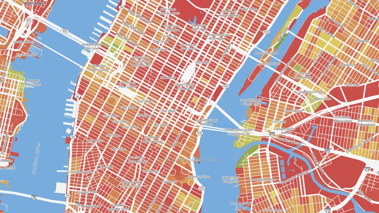 Murray Hill, Manhattan, NY Map of Arson Rates