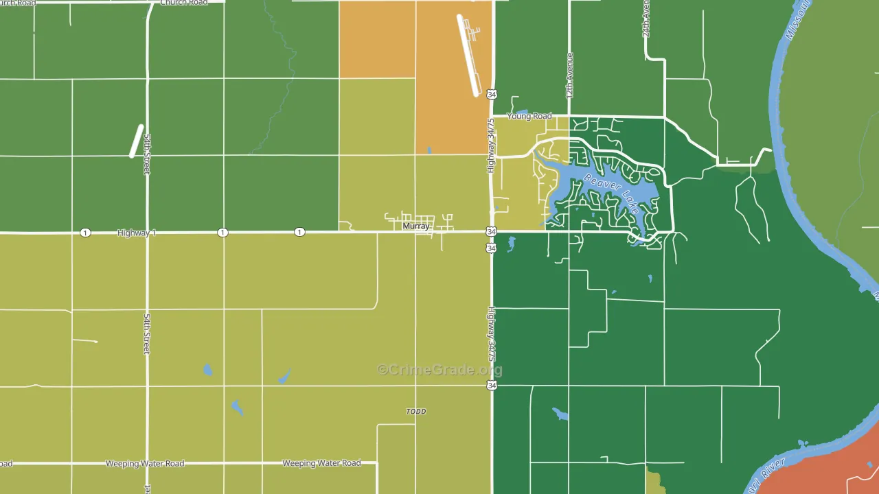 Murray, NE Map of Arson Rates