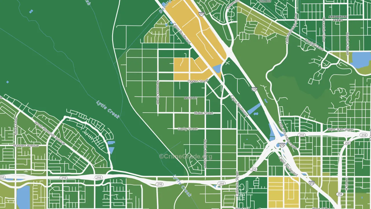 Muscoy, San Bernardino, CA Map of Arson Rates