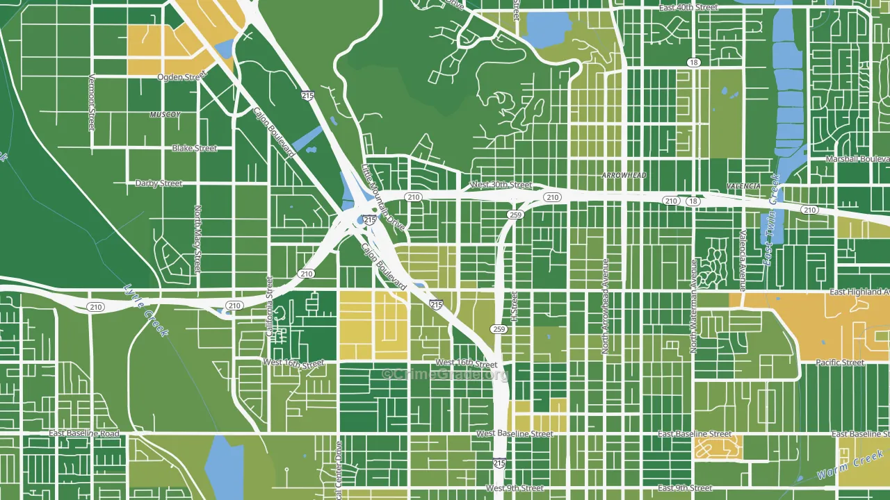 Muscupiabe, San Bernardino, CA Map of Arson Rates