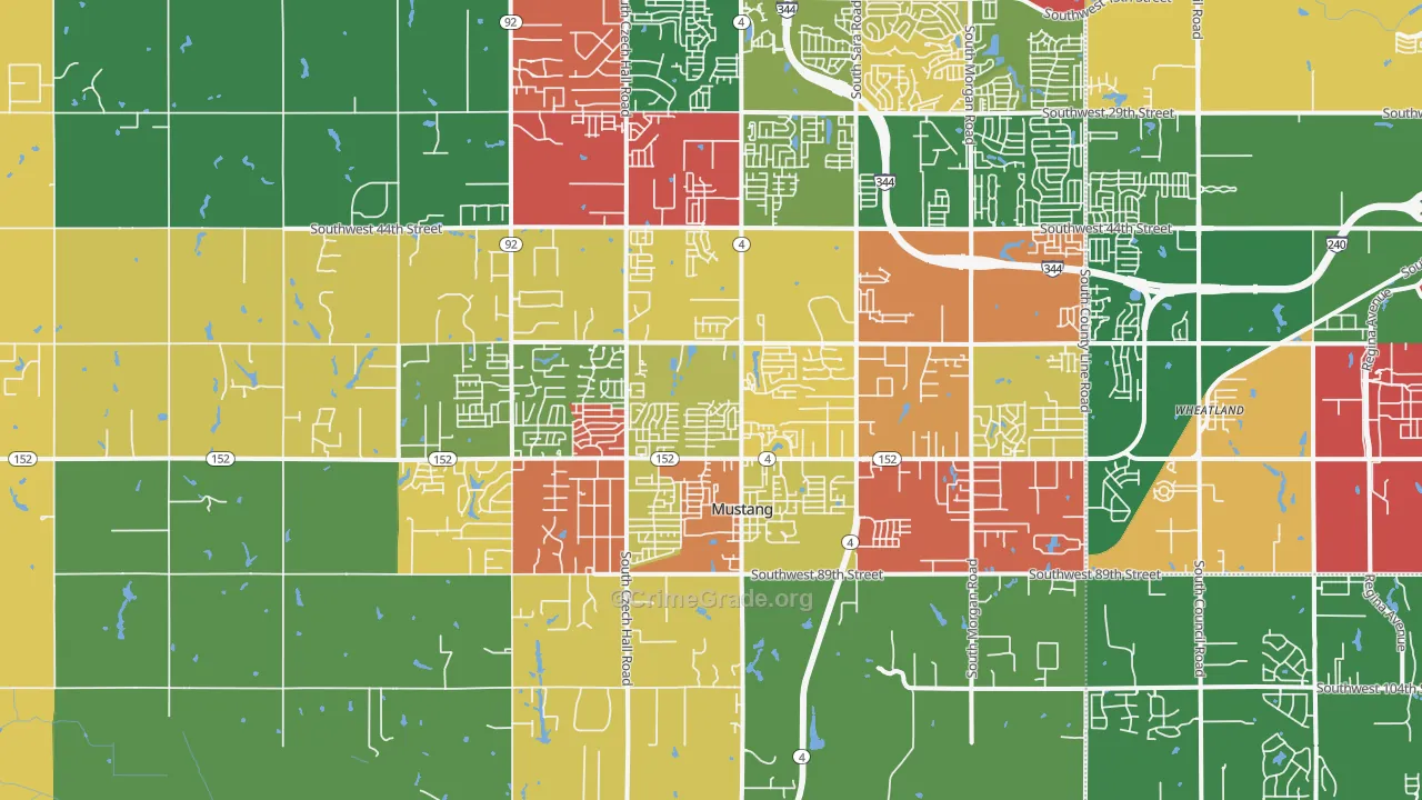 Mustang, OK Map of Arson Rates