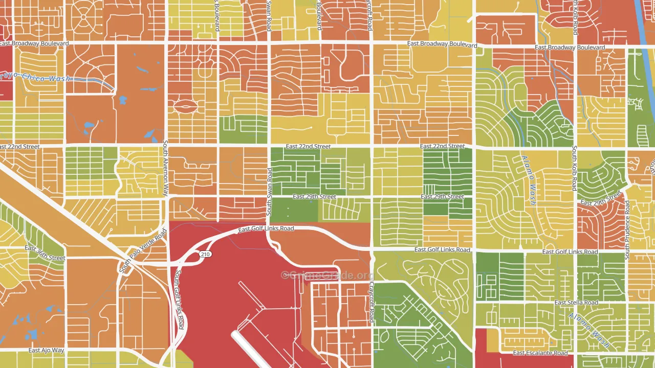 Myers, Tucson, AZ Map of Arson Rates