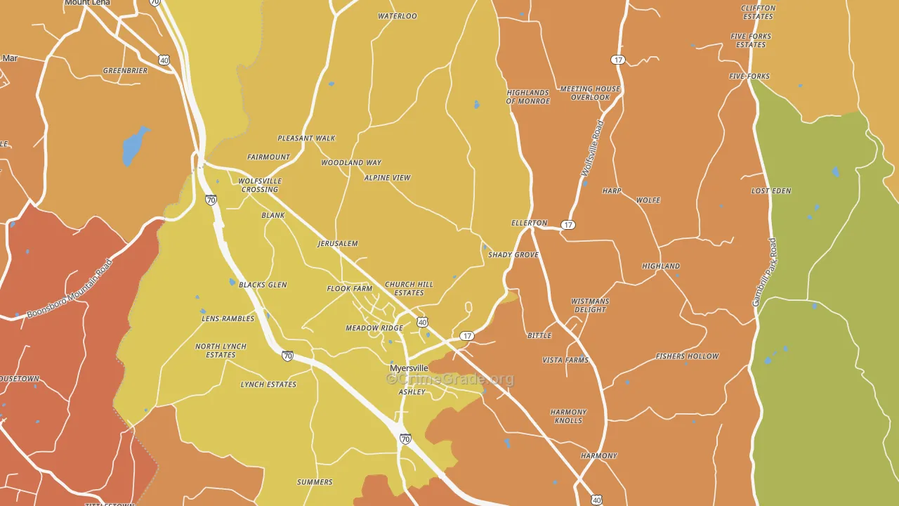 Myersville, MD Map of Arson Rates