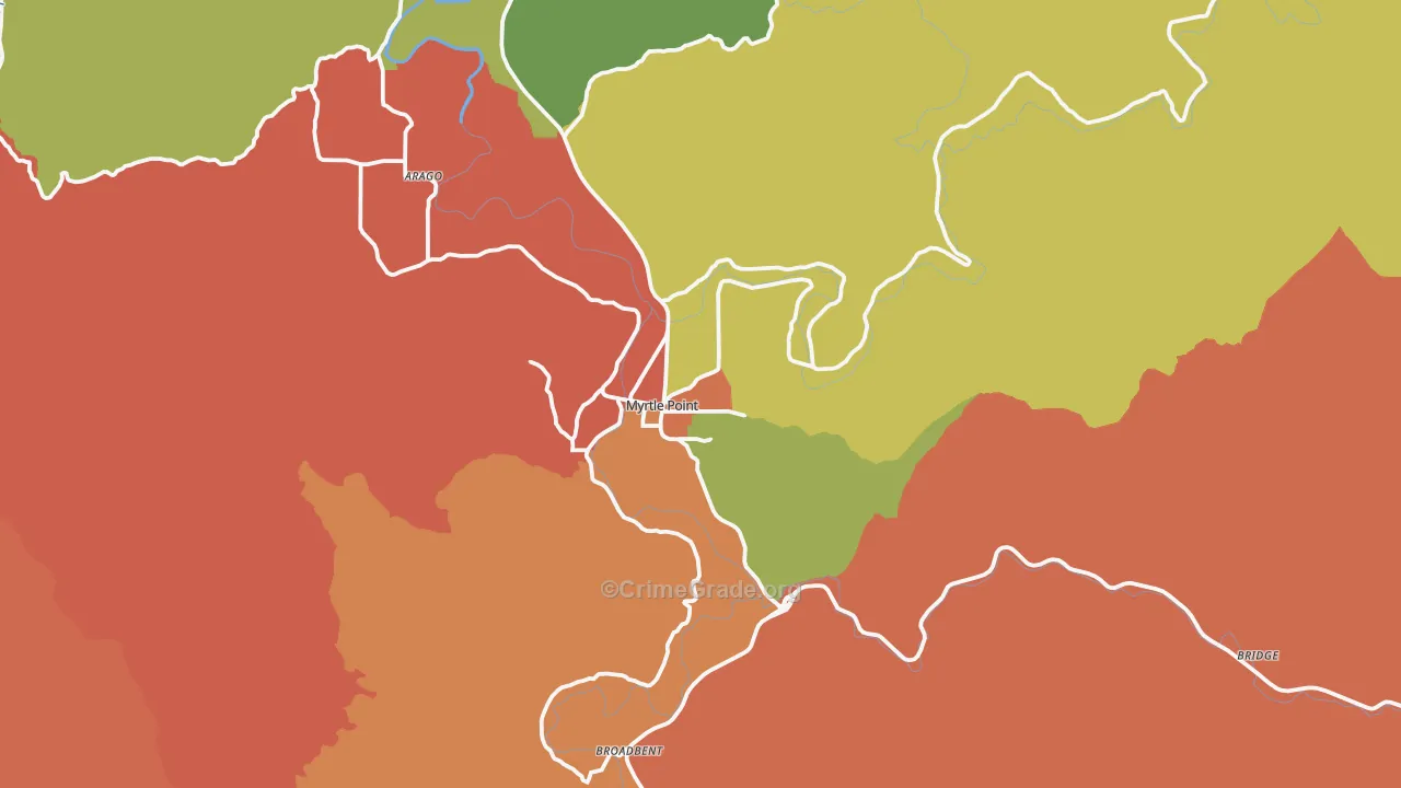 Myrtle Point, OR Map of Arson Rates